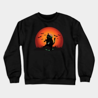 Cat Zombie Funny Black Cat Halloween Costume Crewneck Sweatshirt